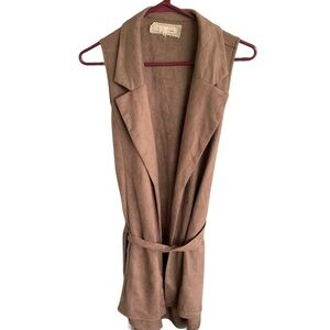 Anthropologie A’Reve Longline Brown Suede Vest Jacket Size Medium